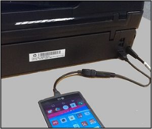 Printer connected with Android device using USB OTG.