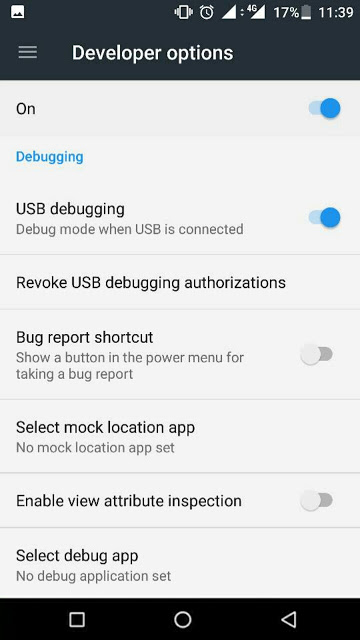 usb debugging Android Nougat