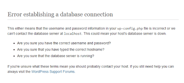 error establishing database connection